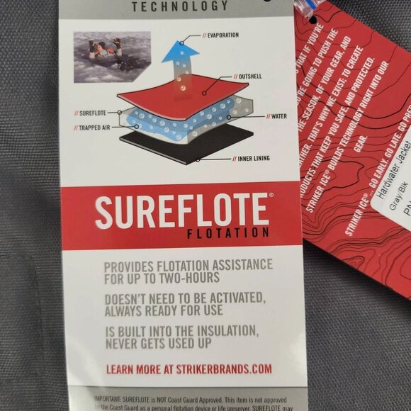 Striker ICE Men's Hardwater Gray/Black Jacket in Small With Sureflote Flotation - Picture 12 of 15